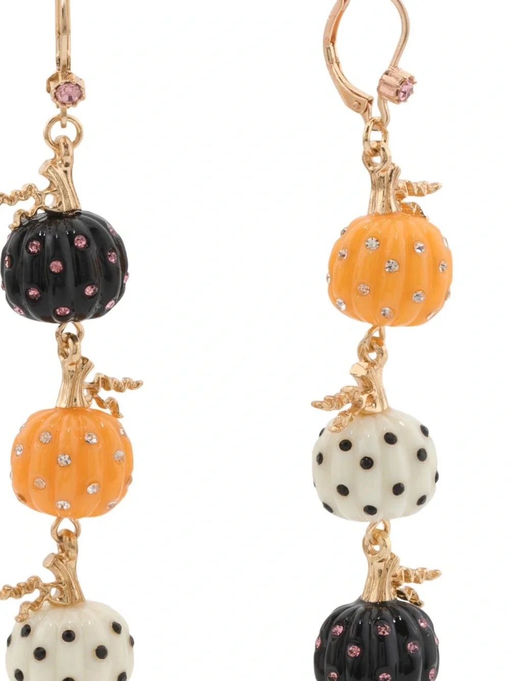 Pumpkin Drop Earrings - Orange, Black & White - Unbranded